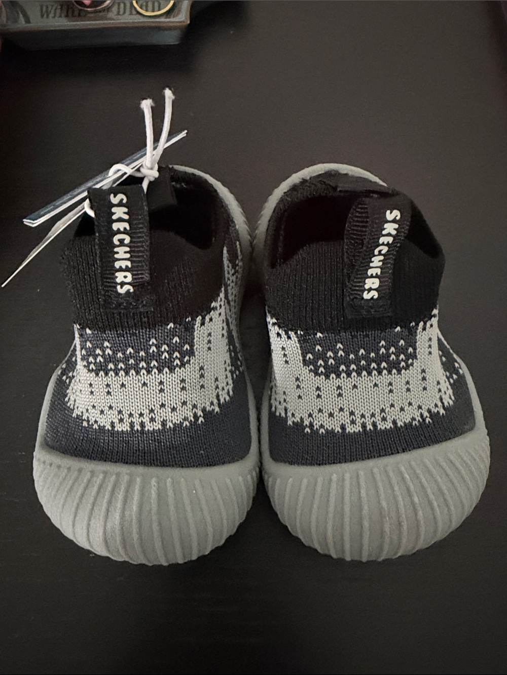 Skechers Kids Black & Gray Knit Slip-On Sneakers
